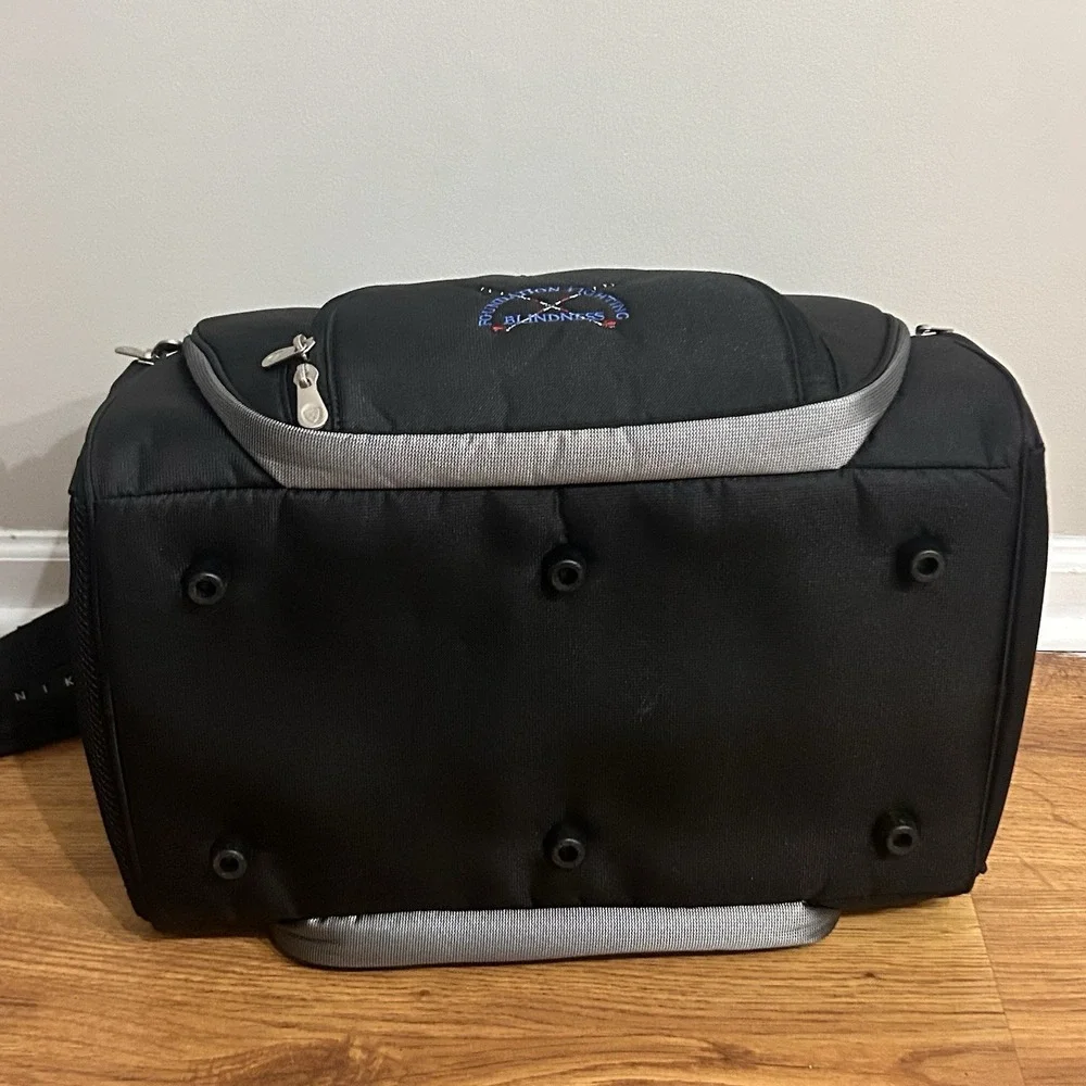 Nike Golf Duffel Bag Black Travel Gym Bag Foundation Fighting Blindness Logo